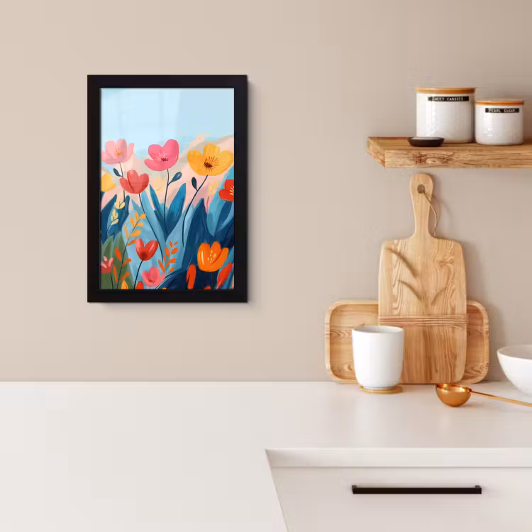 Poster met lijst - Illustratie - Bloemen - Kleurrijk — 2