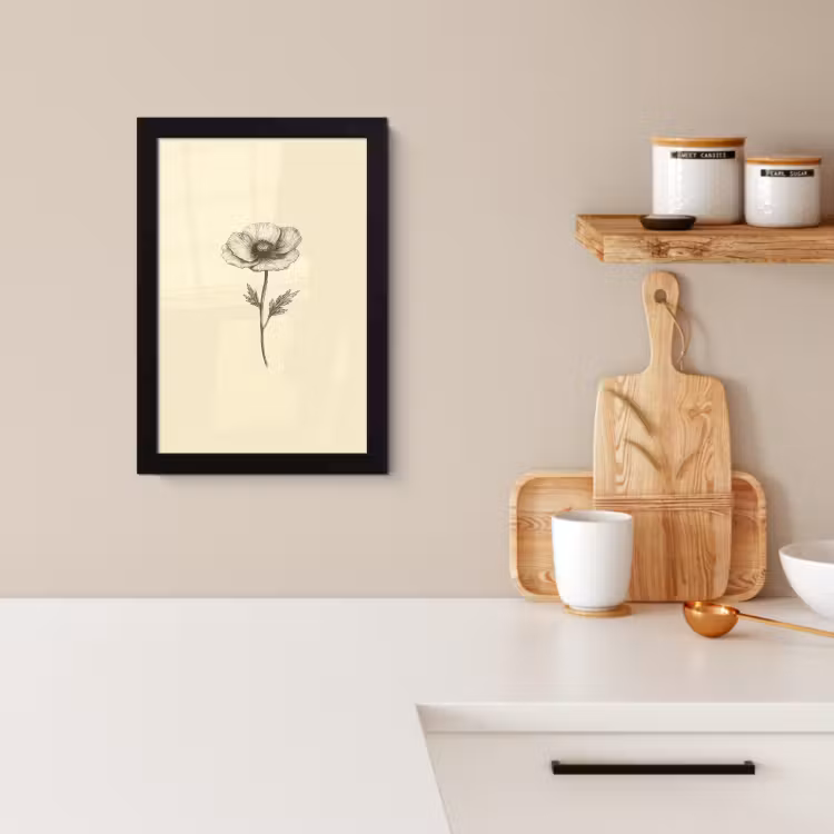 Poster met lijst - Klaproos - Illustratie - Zwart — 3