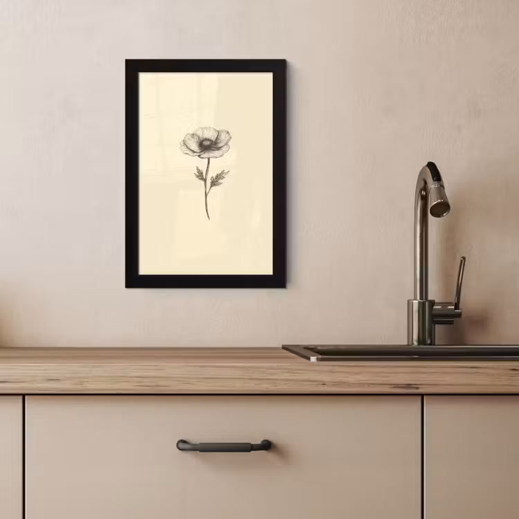 Poster met lijst - Klaproos - Illustratie - Zwart — 4
