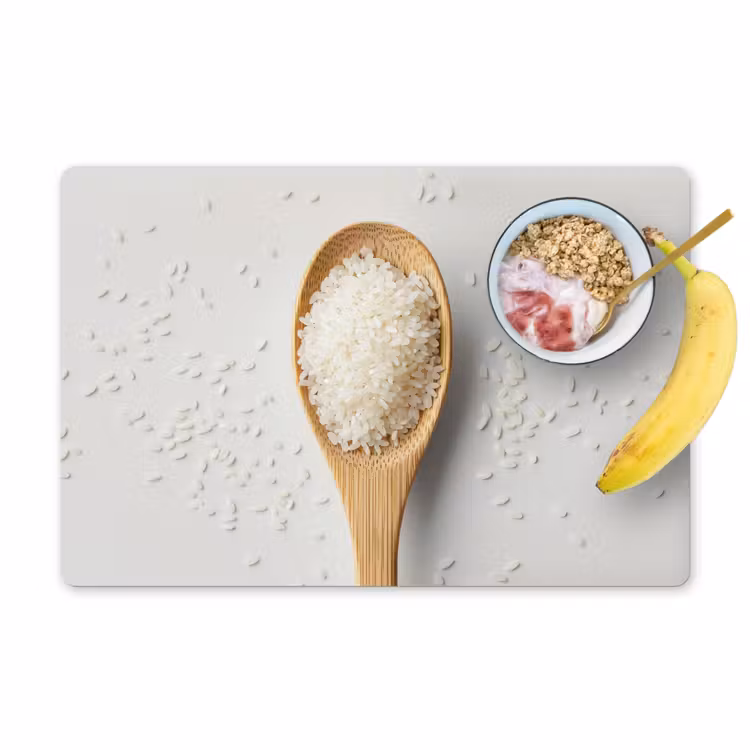 Placemat vinyl - Hout - Lepel - Rijst — 1