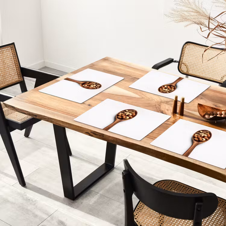 Placemat vinyl - Noten - Wit - Hout — 4