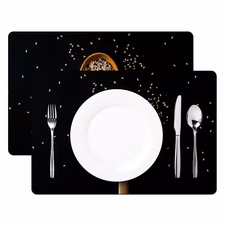 Placemat vinyl - Sesam - Lepel - Zwart — 2