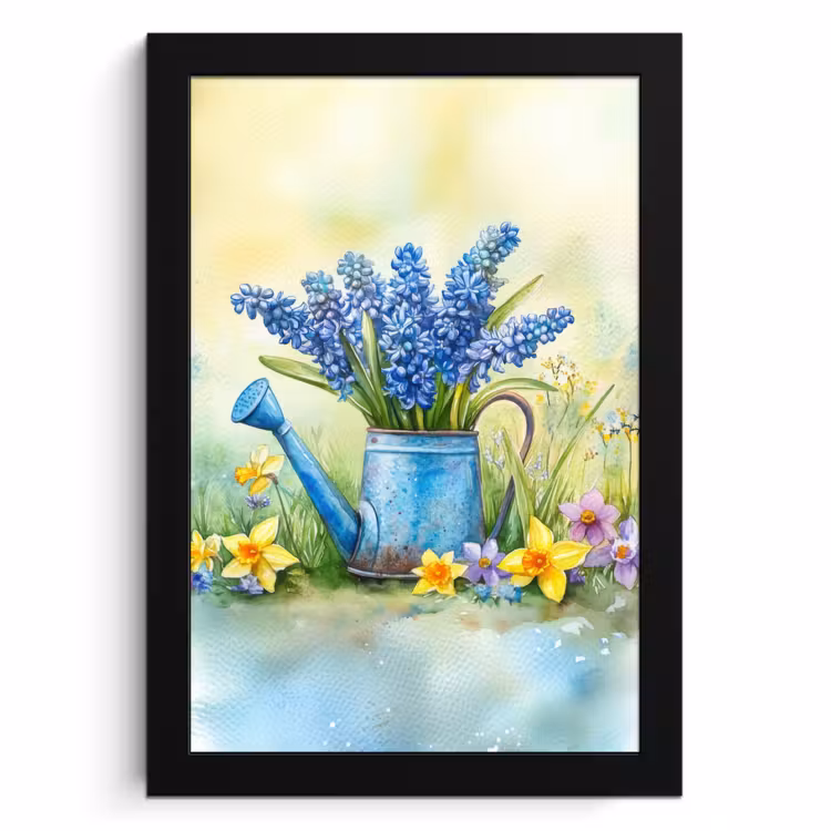 Poster met lijst - Gieter - Lavendel - Bloesems — 1