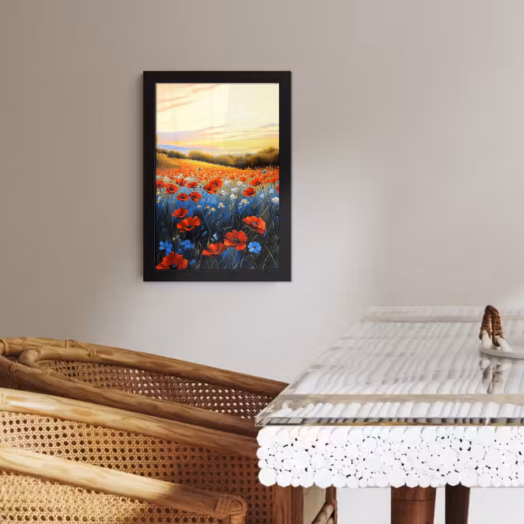 Poster met lijst - Klaproos - Bloemenveld - Kleurrijk — 2
