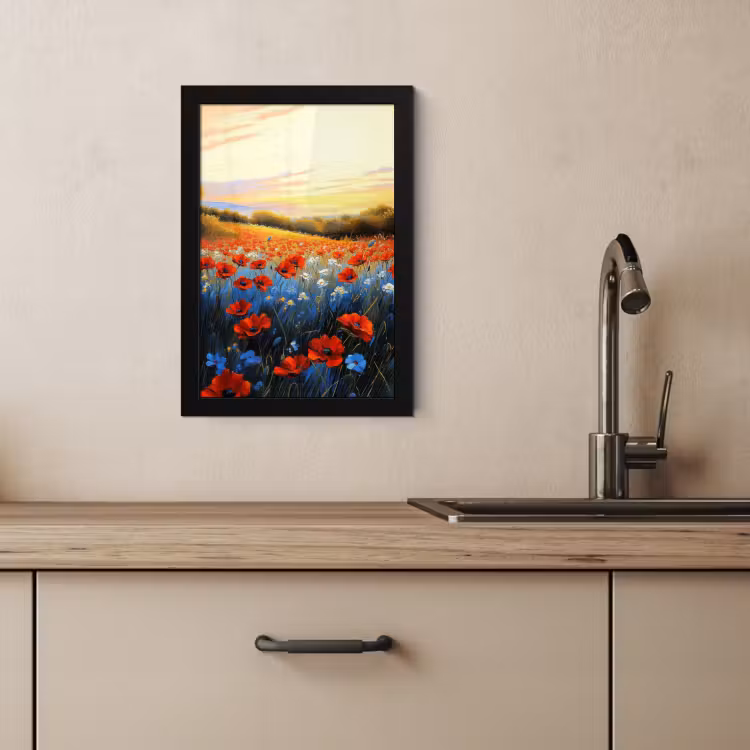 Poster met lijst - Klaproos - Bloemenveld - Kleurrijk — 3