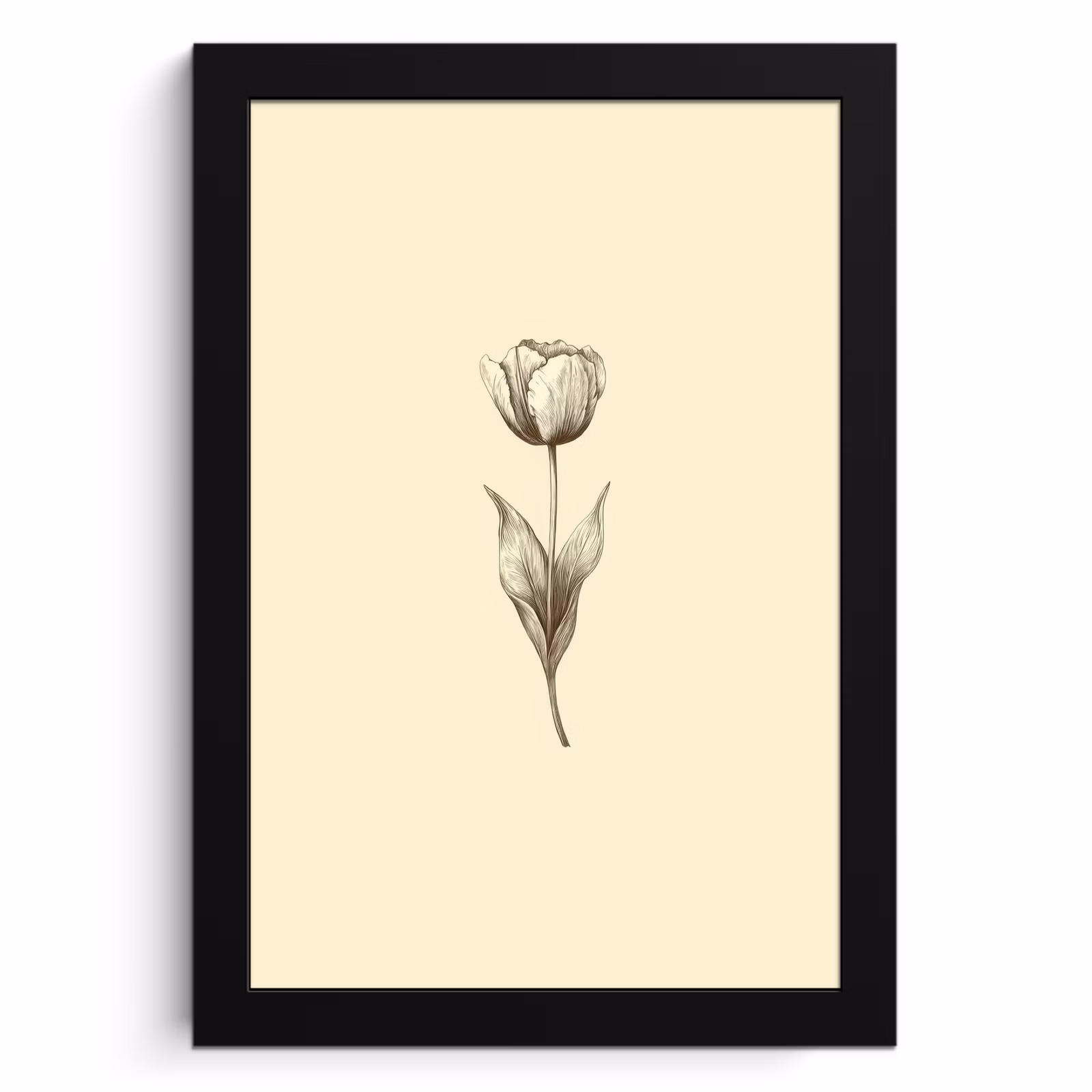 Poster met lijst - Illustratie - Tulp - Zwart — 1