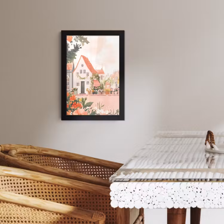 Poster met lijst - Bloemen - Huizen - Dorp — 3