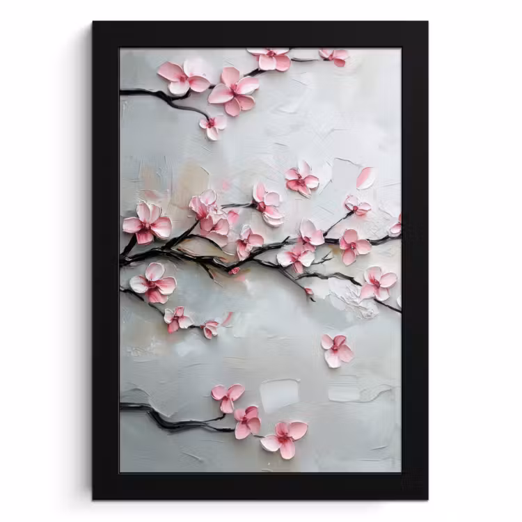 Poster met lijst - Bloesem - Kunstzinnig - Roze - Sakura — 1
