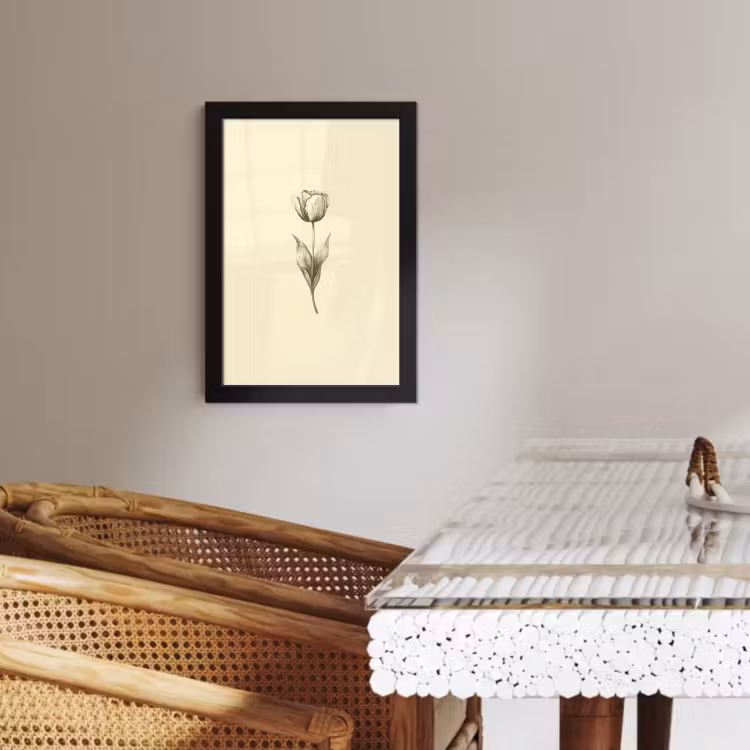 Poster met lijst - Illustratie - Tulp - Zwart — 3
