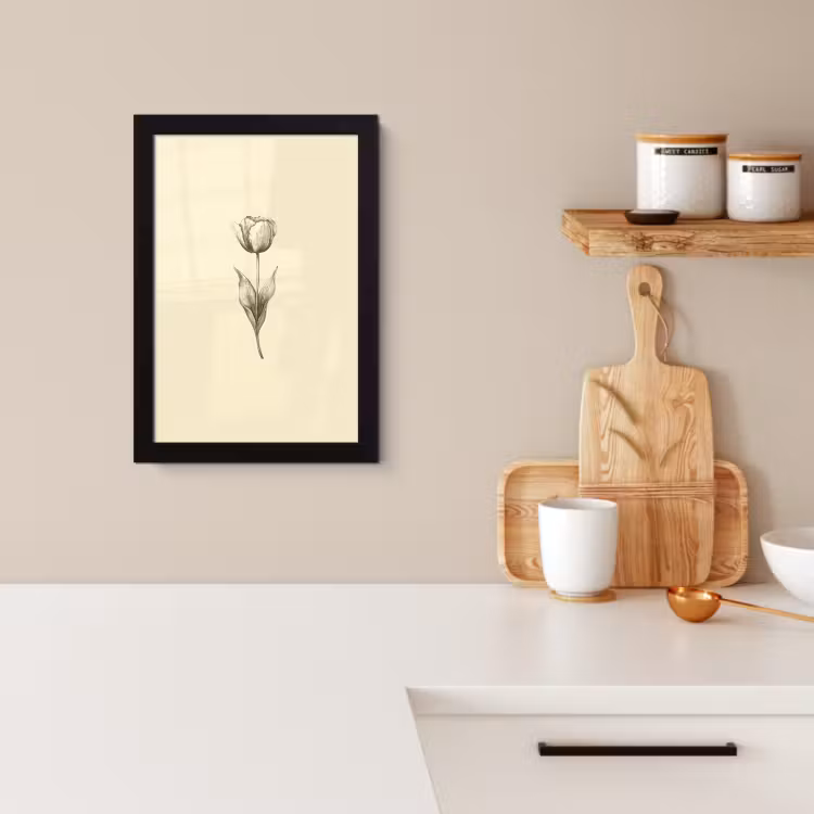 Poster met lijst - Illustratie - Tulp - Zwart — 4