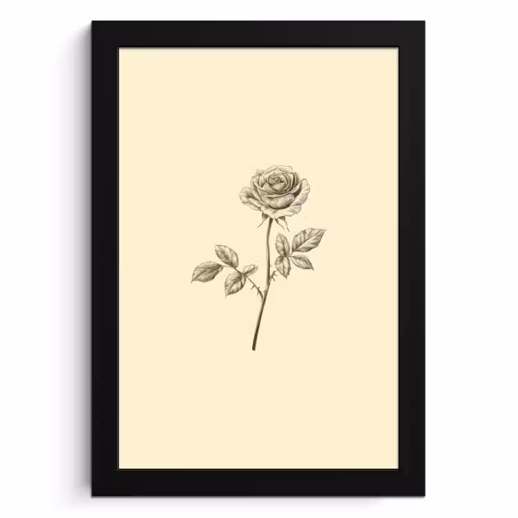 Poster met lijst - Illustratie - Zwart - Roos — 1