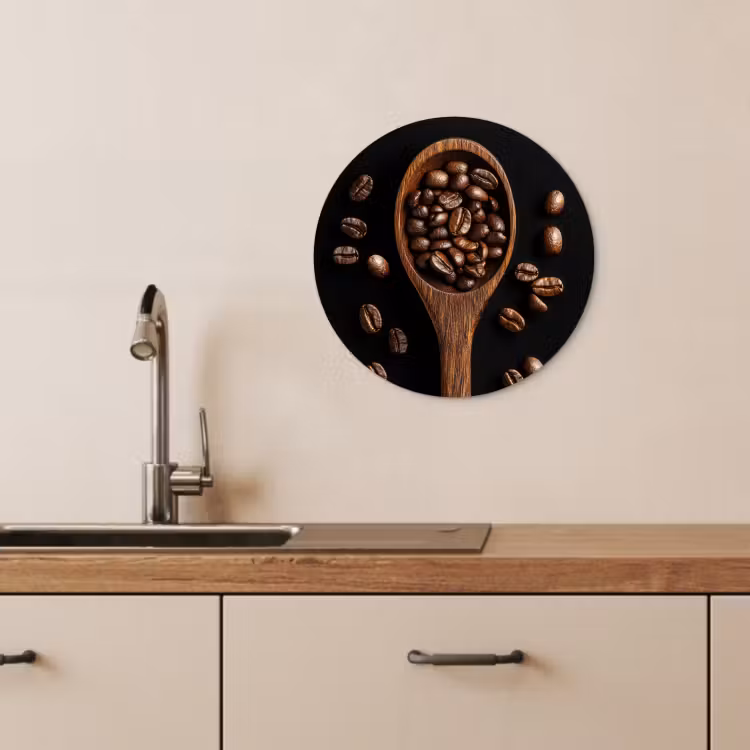Muurcirkel - Hout - Zwart - Koffiebonen — 4