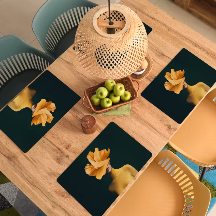 Placemat vinyl - Vrouw - Hoed - Geel — 3