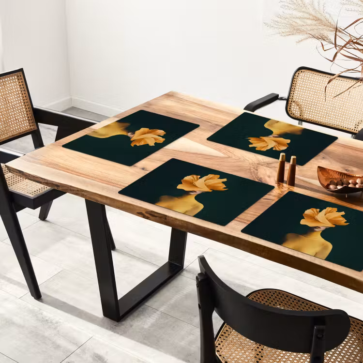 Placemat vinyl - Vrouw - Hoed - Geel — 4