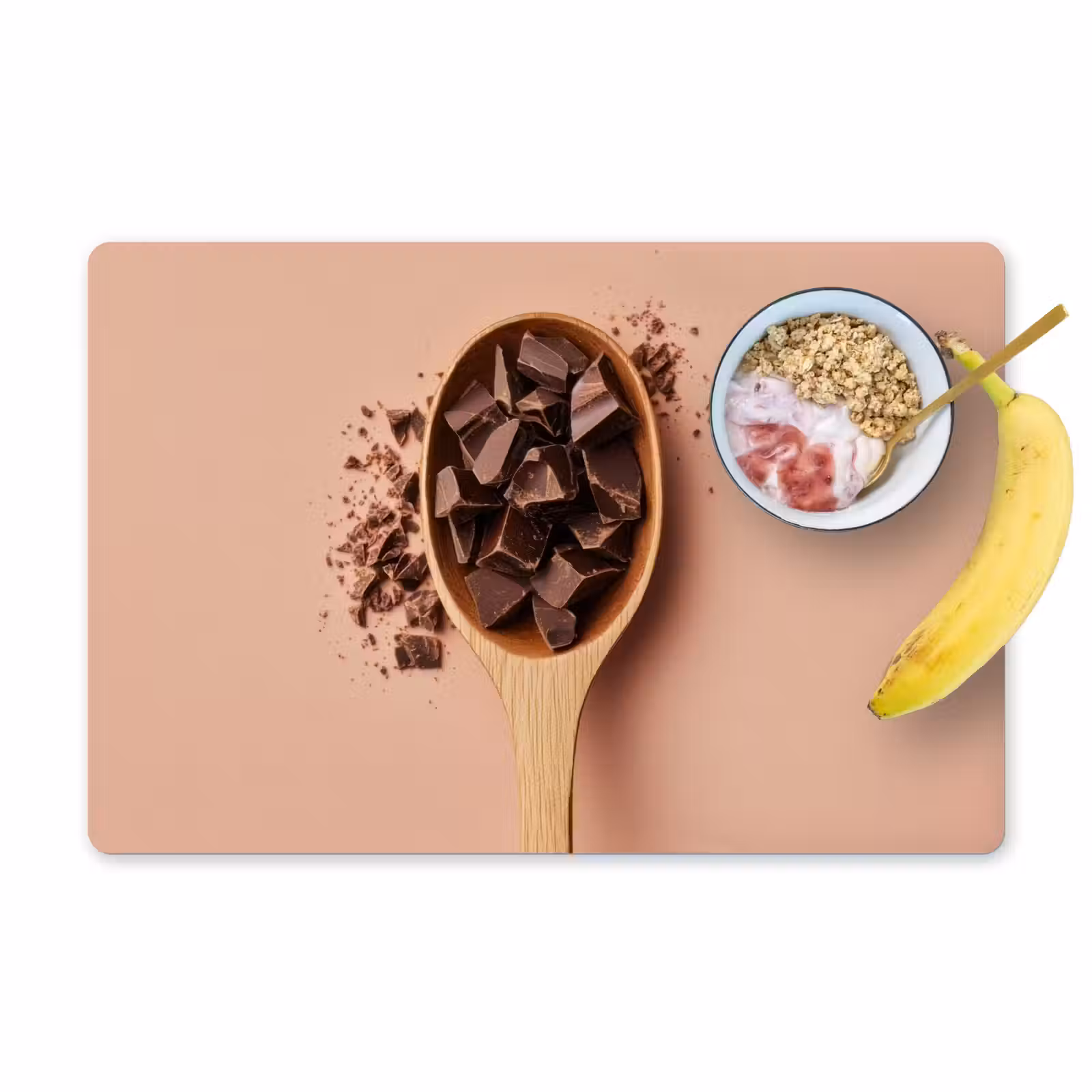 Placemat vinyl - Chocola - Hout - Lepel — 1