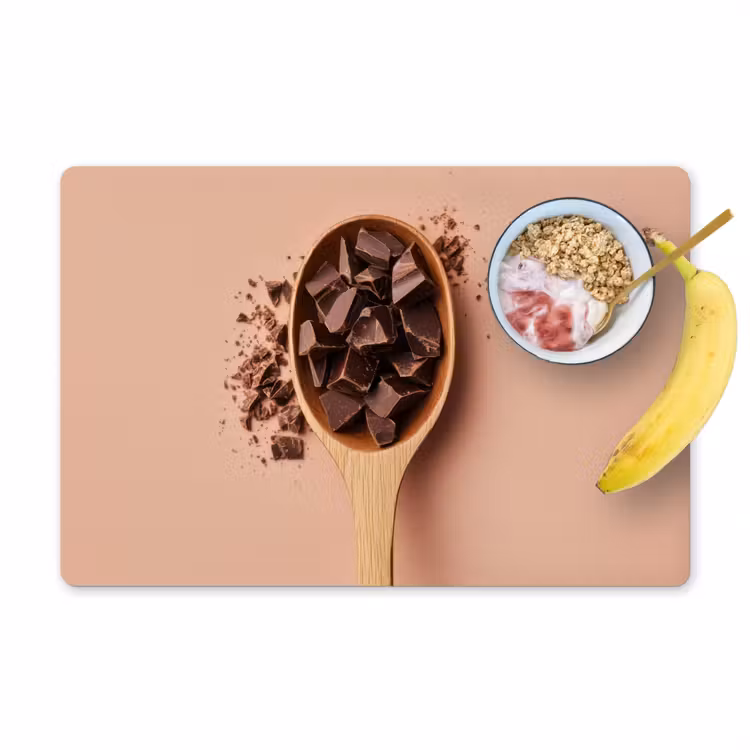 Placemat vinyl - Chocola - Hout - Lepel — 1