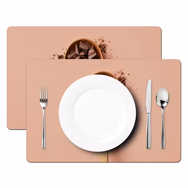 Placemat vinyl - Chocola - Hout - Lepel — 2