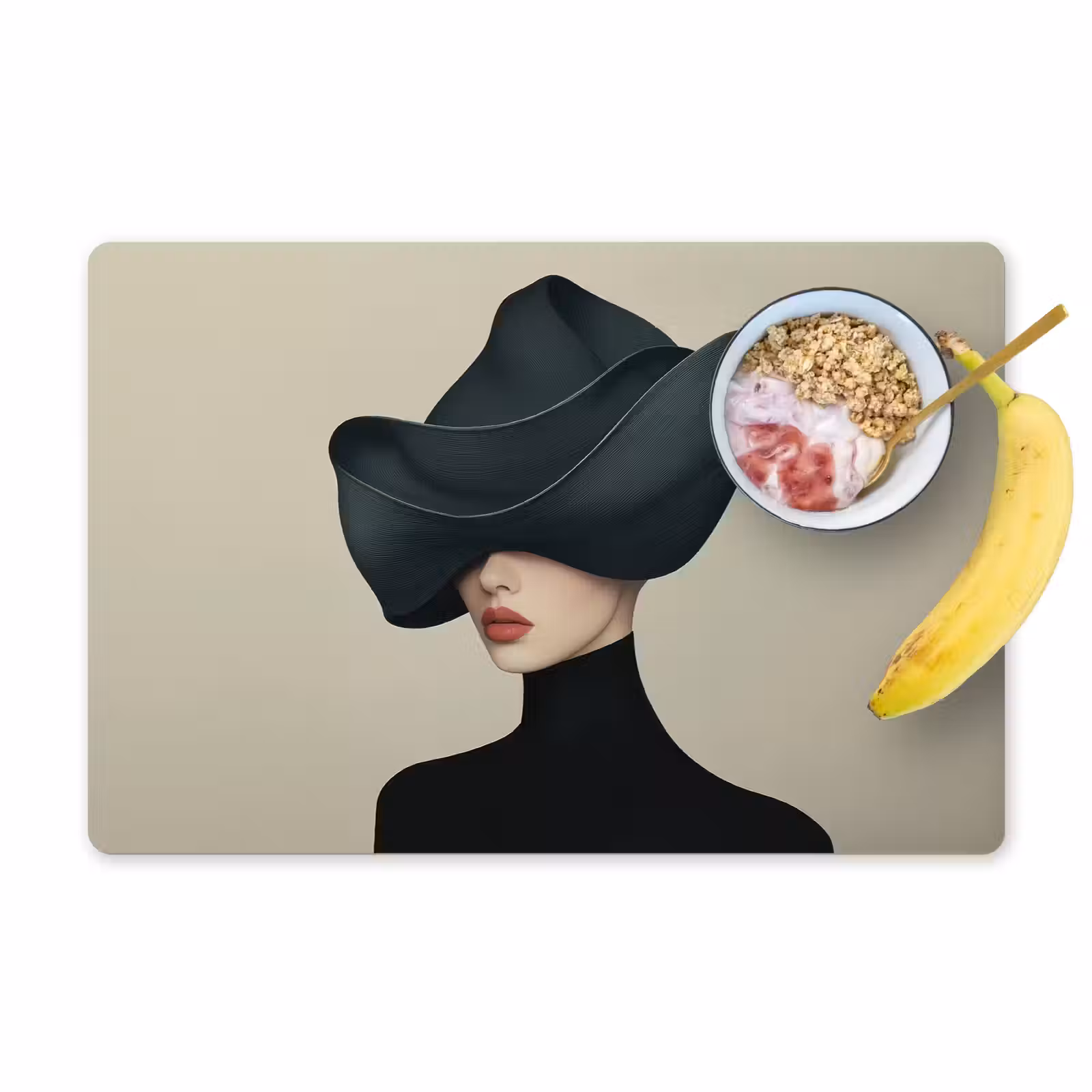 Placemat vinyl - Vrouw - Groen - Hoed — 1