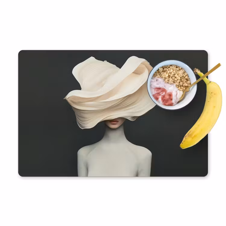 Placemat vinyl - Vrouw - Beige - hoed — 1