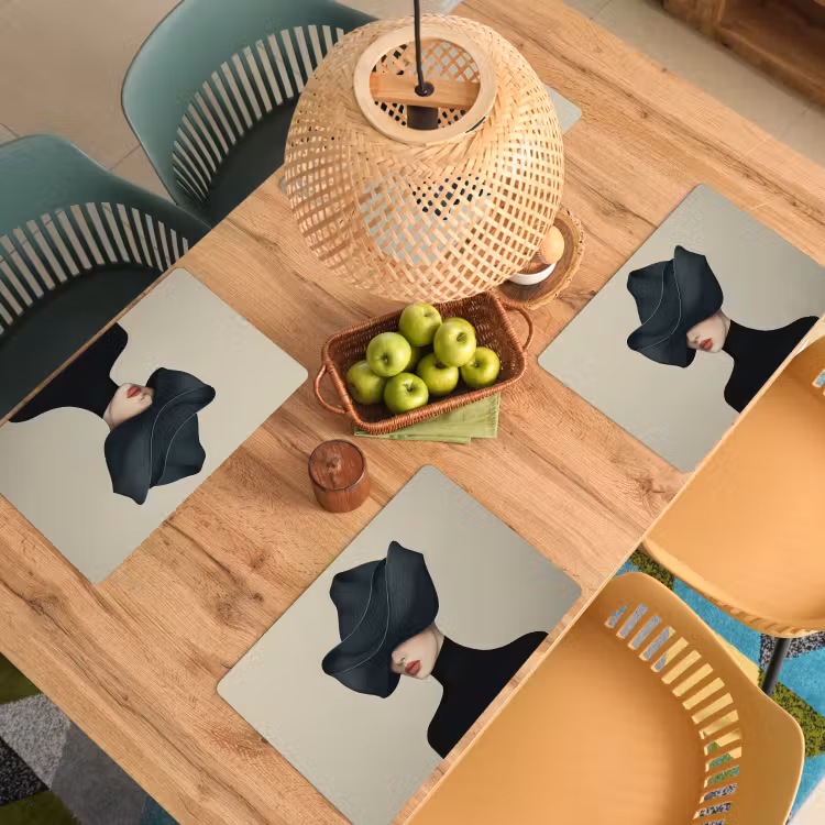 Placemat vinyl - Vrouw - Groen - Hoed — 3