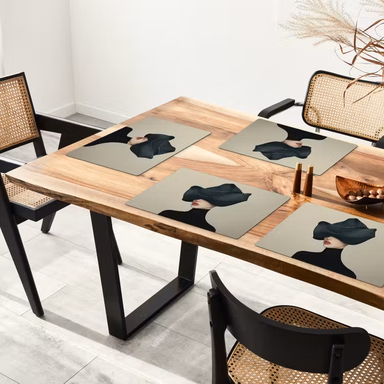 Placemat vinyl - Vrouw - Groen - Hoed — 4