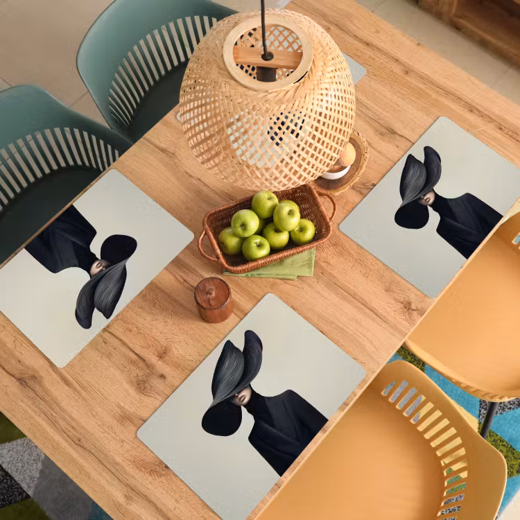 Placemat vinyl - Zwart - Vrouw - Hoed — 3