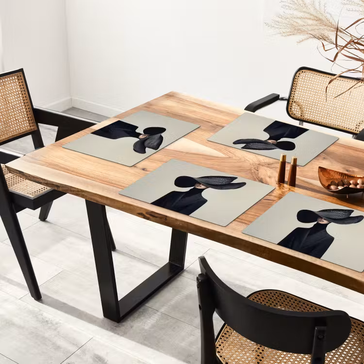Placemat vinyl - Zwart - Vrouw - Hoed — 4