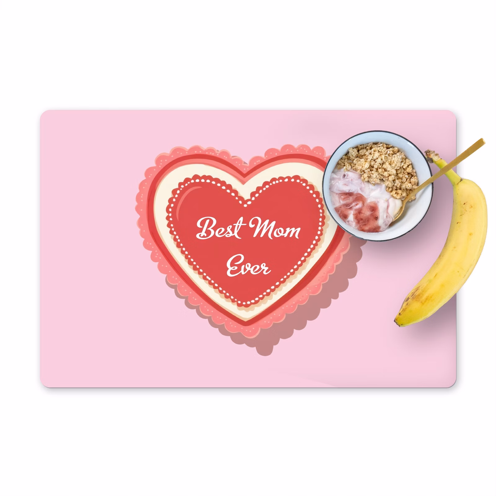 Placemat vinyl - Tekst - Hartje - Moeder - Roze — 1