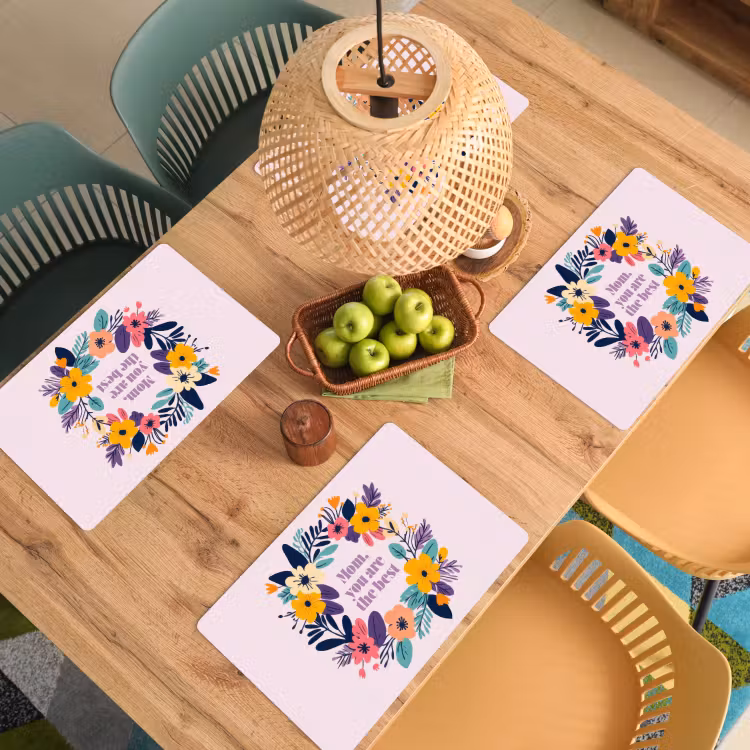 Placemat vinyl - Bloemenkrans - Kleurrijk - Moeder — 3