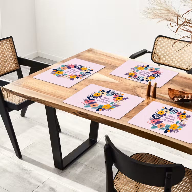 Placemat vinyl - Bloemenkrans - Kleurrijk - Moeder — 4