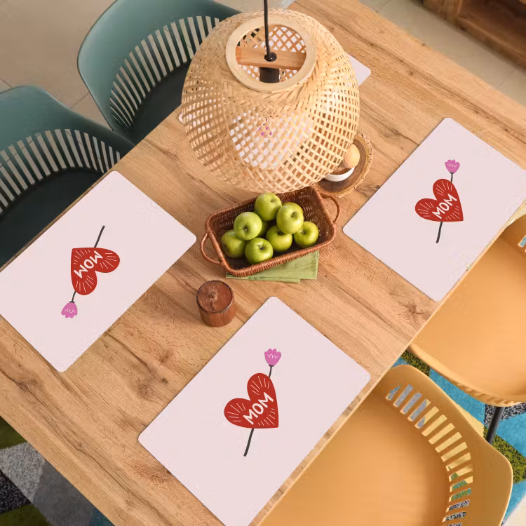 Placemat vinyl - Hart - Rood - Bloem - Moeder — 3