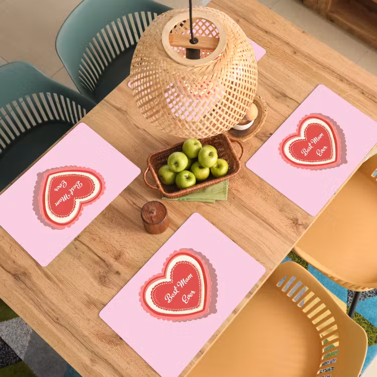 Placemat vinyl - Tekst - Hartje - Moeder - Roze — 3