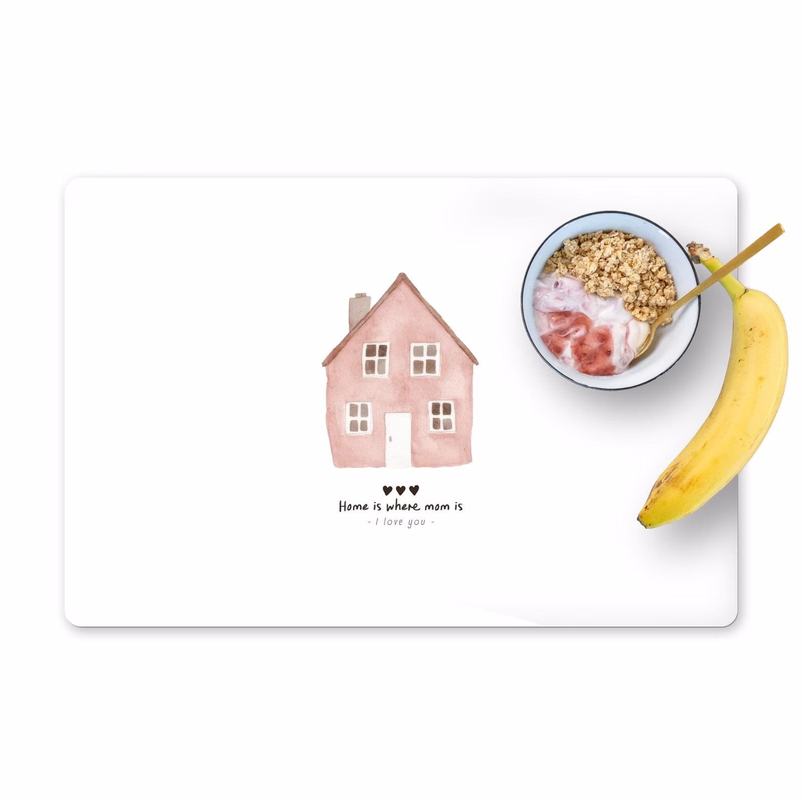 Placemat vinyl - Huisje - Roze - Quote - Moeder — 1