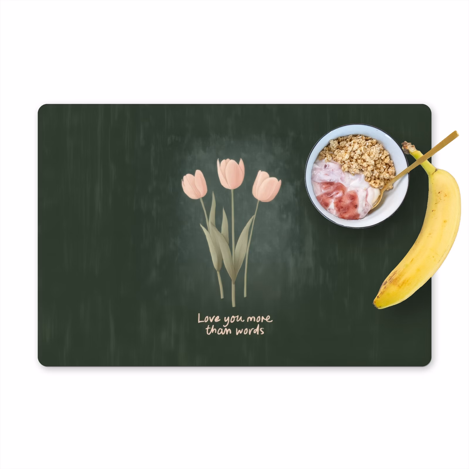 Placemat vinyl - Tulpen - Roze - Tekst - Love — 1