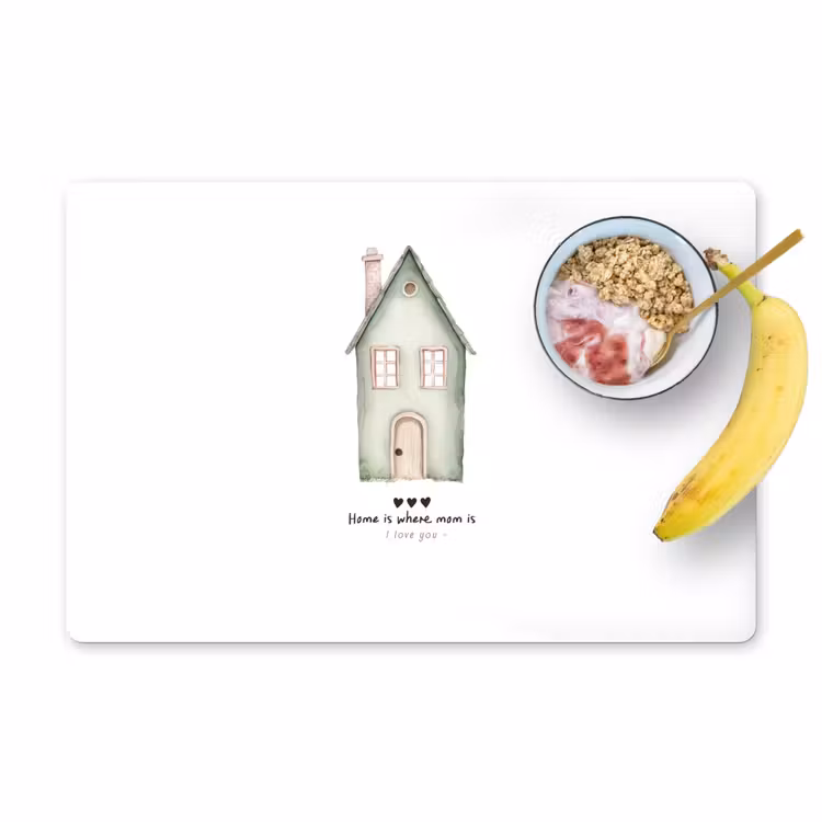Placemat vinyl - Huisje - Groen - Tekst - Liefdevol — 1