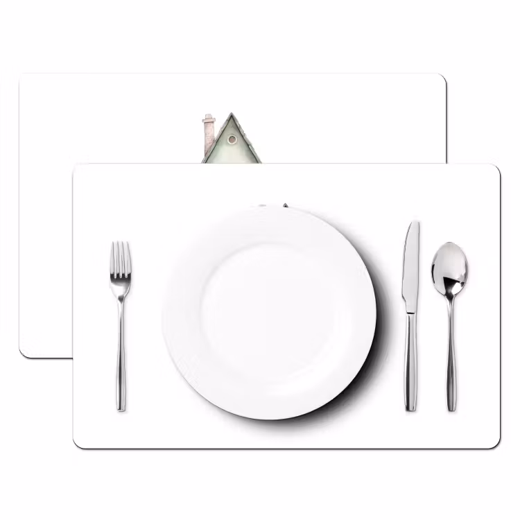 Placemat vinyl - Huisje - Groen - Tekst - Liefdevol — 2