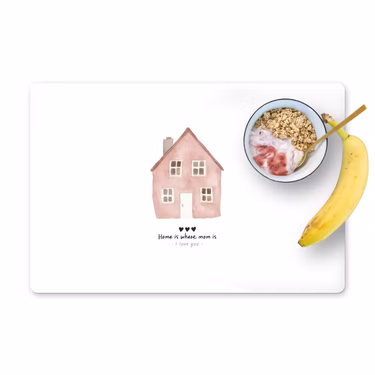 Placemat vinyl - Huisje - Roze - Quote - Moeder — 1