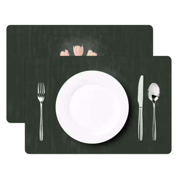 Placemat vinyl - Tulpen - Roze - Tekst - Love — 2