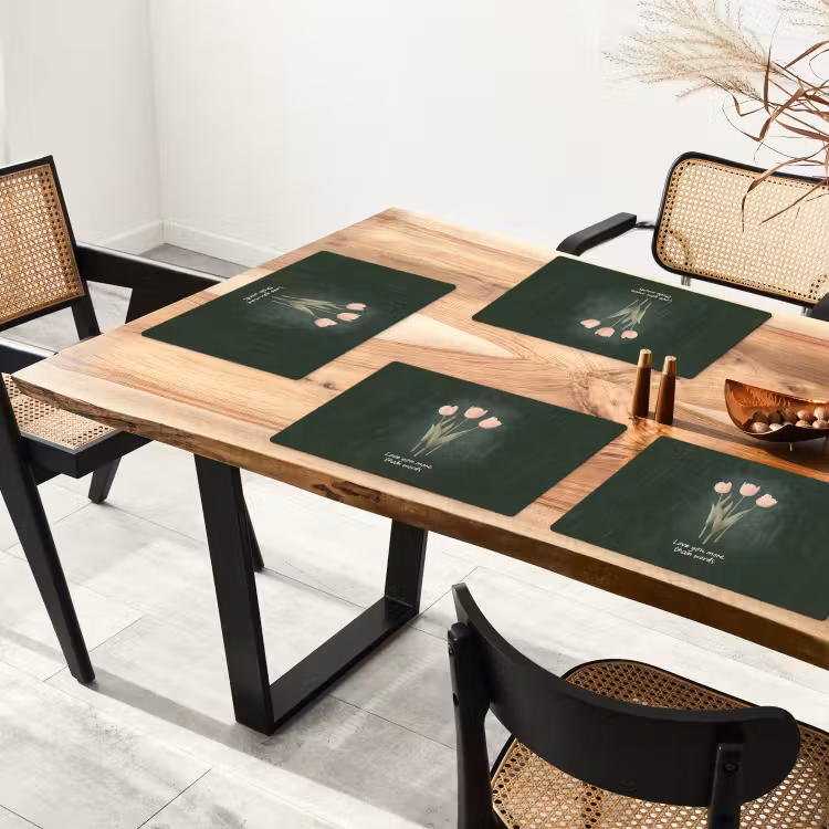 Placemat vinyl - Tulpen - Roze - Tekst - Love — 4