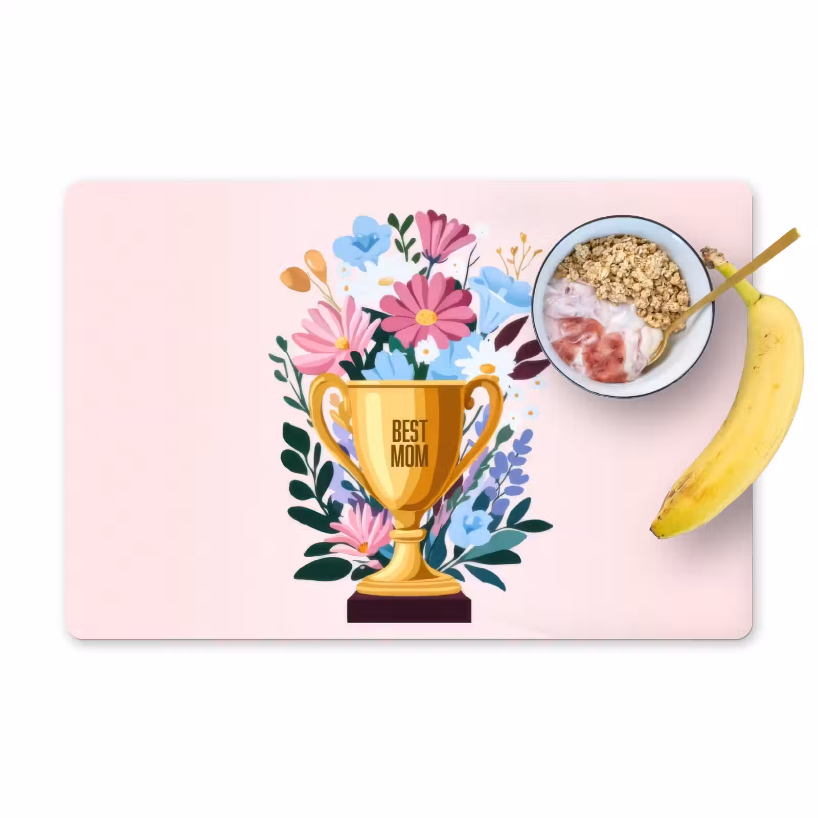 Placemat vinyl - Trofee - Best Mom - Bloemen - Kleurrijk — 1