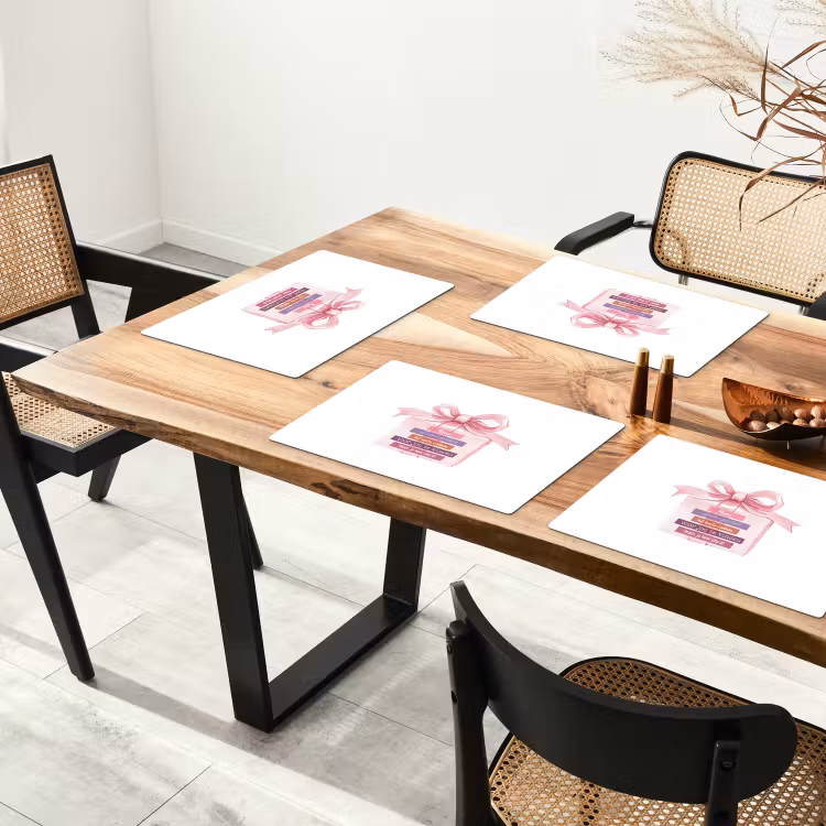 Placemat vinyl - Cadeau - Strik - Tekst - Roze — 4