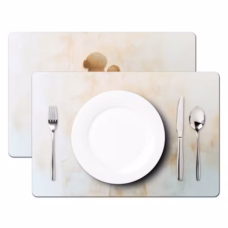 Placemat vinyl - Kind - Moeder - Waterverfschilderij — 2
