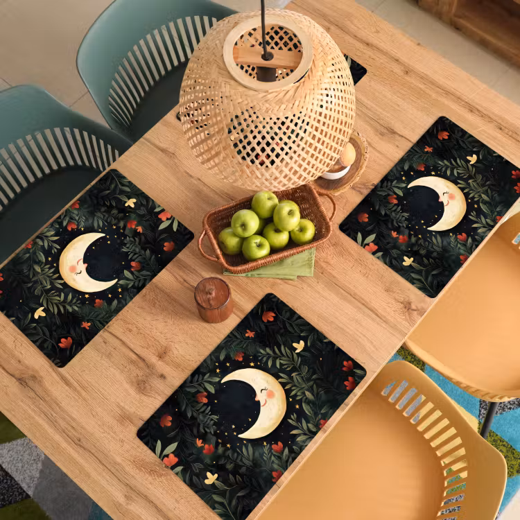 Placemat vinyl - Maan - Bloemen - Nachthemel — 3