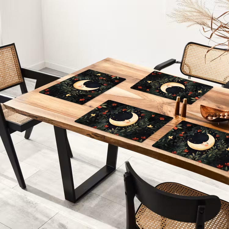 Placemat vinyl - Maan - Bloemen - Nachthemel — 4