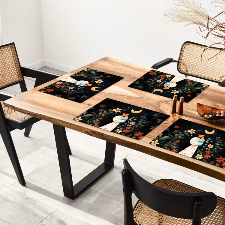 Placemat vinyl - Moeder - Kind - Kleurrijk - Bloemen — 4