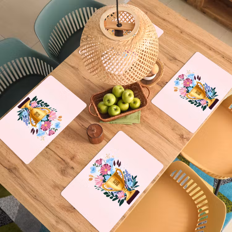 Placemat vinyl - Trofee - Best Mom - Bloemen - Kleurrijk — 3