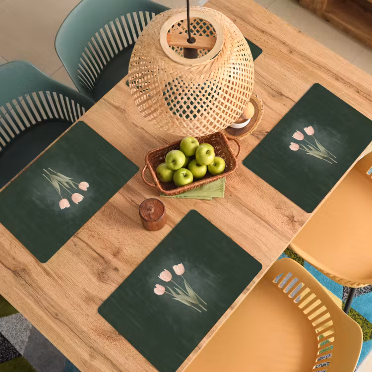 Placemat vinyl - Tulpen - Liefde - Donkergroen — 3