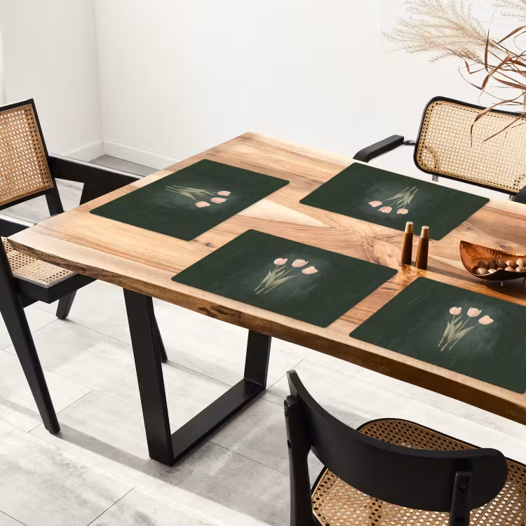 Placemat vinyl - Tulpen - Liefde - Donkergroen — 4