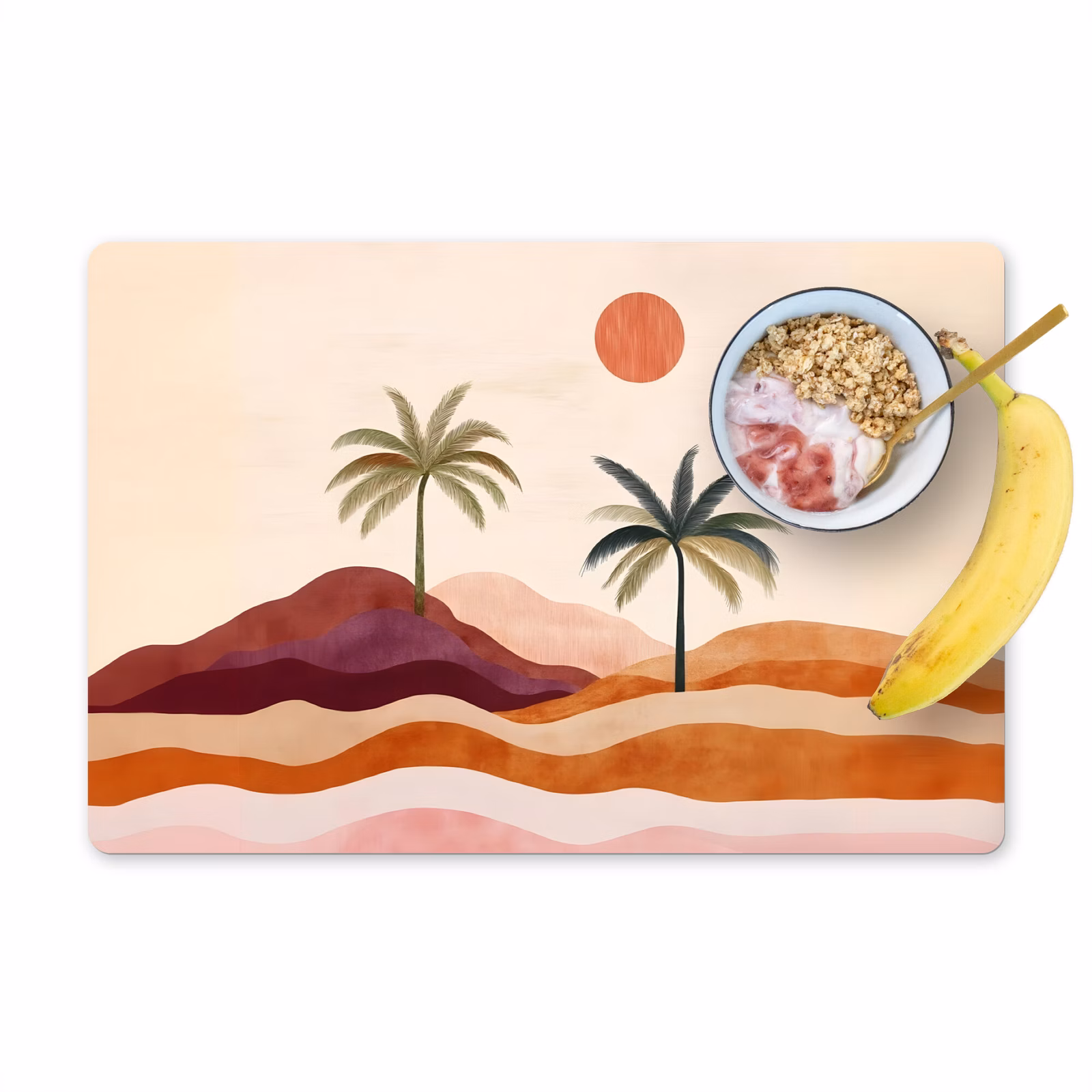 Placemat vinyl - Palmbomen - Abstract - Zon - Heuvels — 1