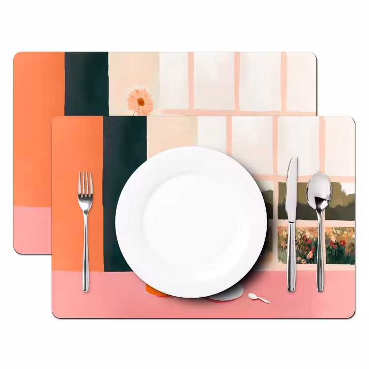Placemat vinyl - Bloemen - Koffie - Raam — 2